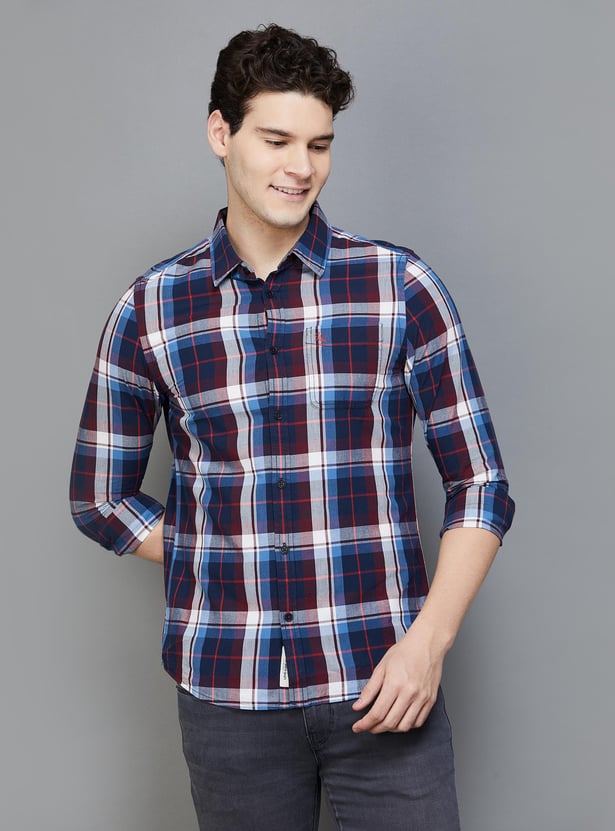 BEING HUMAN Men Checked Slim Fit Casual Shirt