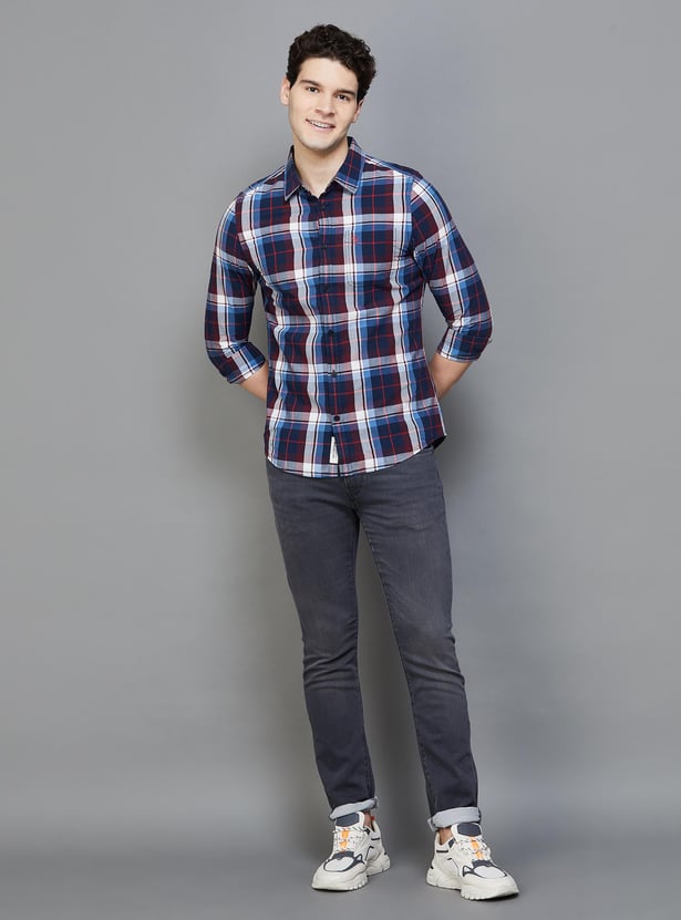 BEING HUMAN Men Checked Slim Fit Casual Shirt