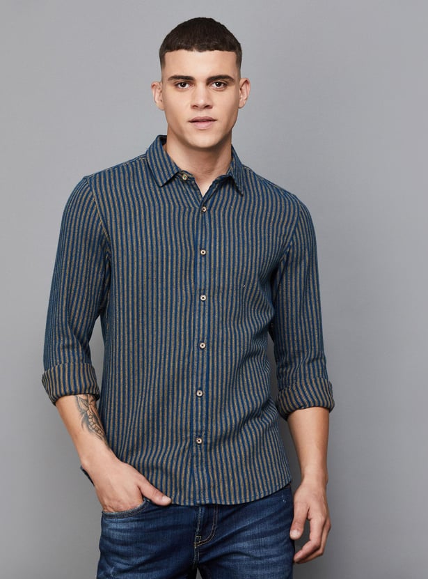 UNITED COLORS OF BENETTON Men Striped Slim Fit Casual Shirt
