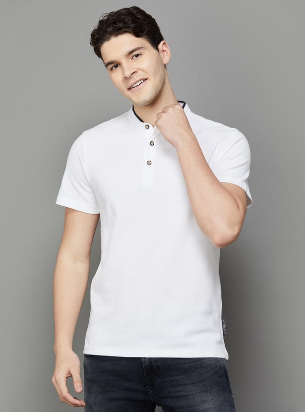 UNITED COLORS OF BENETTON Men Solid Henley Neck T-shirt