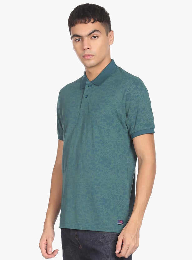 FLYING MACHINE Men Printed Regular Fit Polo T-shirt