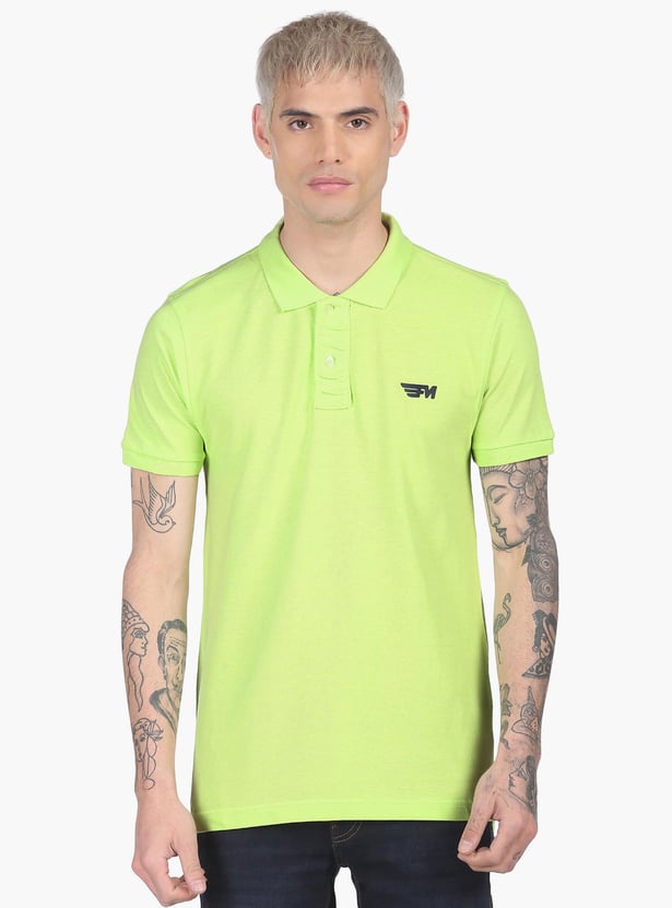 FLYING MACHINE Men Solid Regular Fit Polo T-shirt