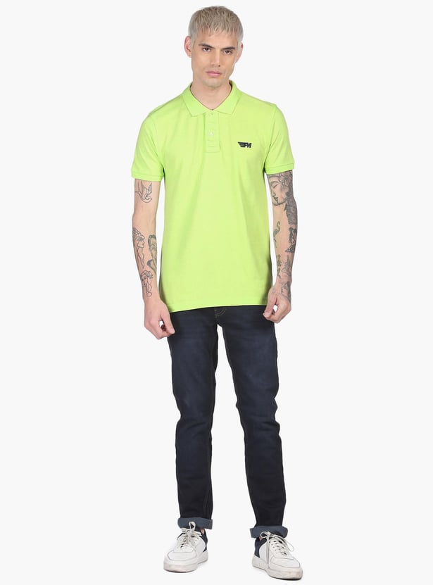 FLYING MACHINE Men Solid Regular Fit Polo T-shirt
