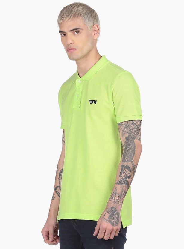 FLYING MACHINE Men Solid Regular Fit Polo T-shirt