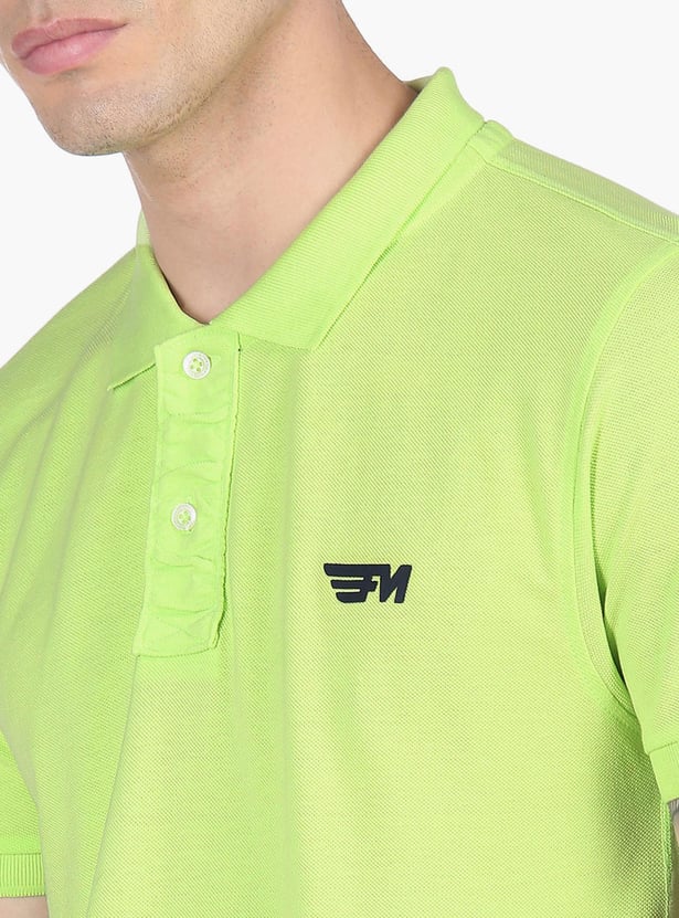 FLYING MACHINE Men Solid Regular Fit Polo T-shirt