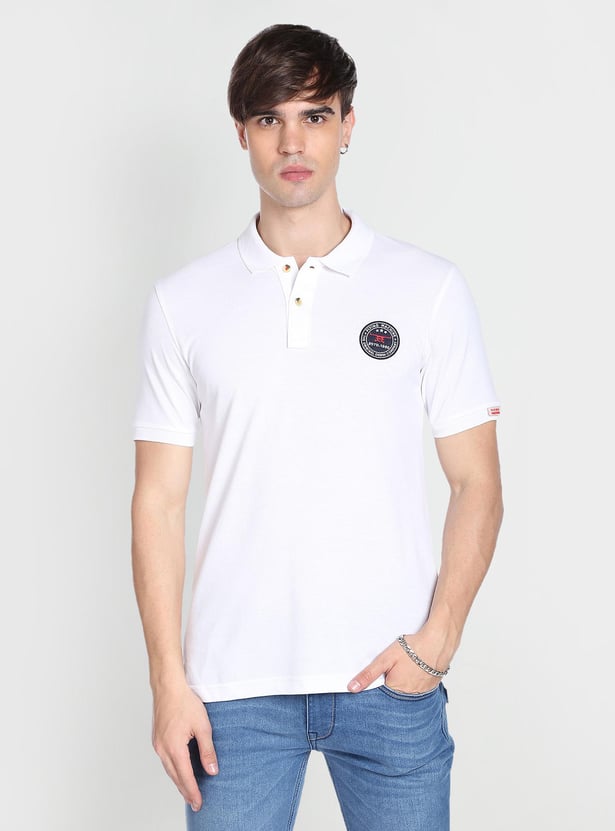 FLYING MACHINE Men Solid Regular Fit Polo T-shirt