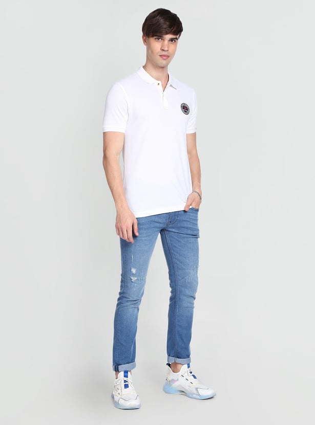 FLYING MACHINE Men Solid Regular Fit Polo T-shirt