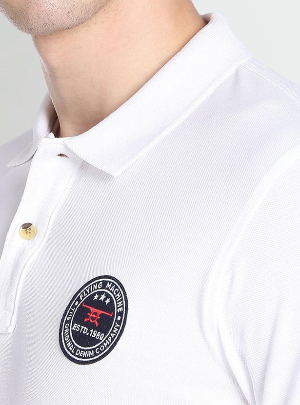 FLYING MACHINE Men Solid Regular Fit Polo T-shirt