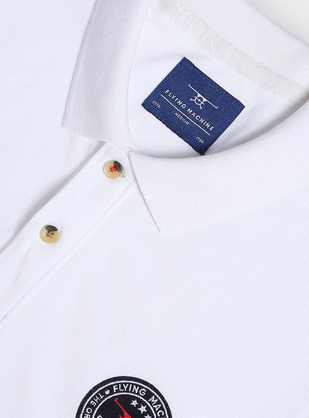 FLYING MACHINE Men Solid Regular Fit Polo T-shirt