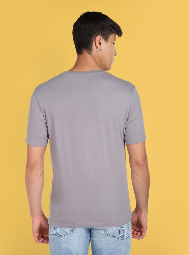 FLYING MACHINE Men Embossed Regular Fit T-Shirt