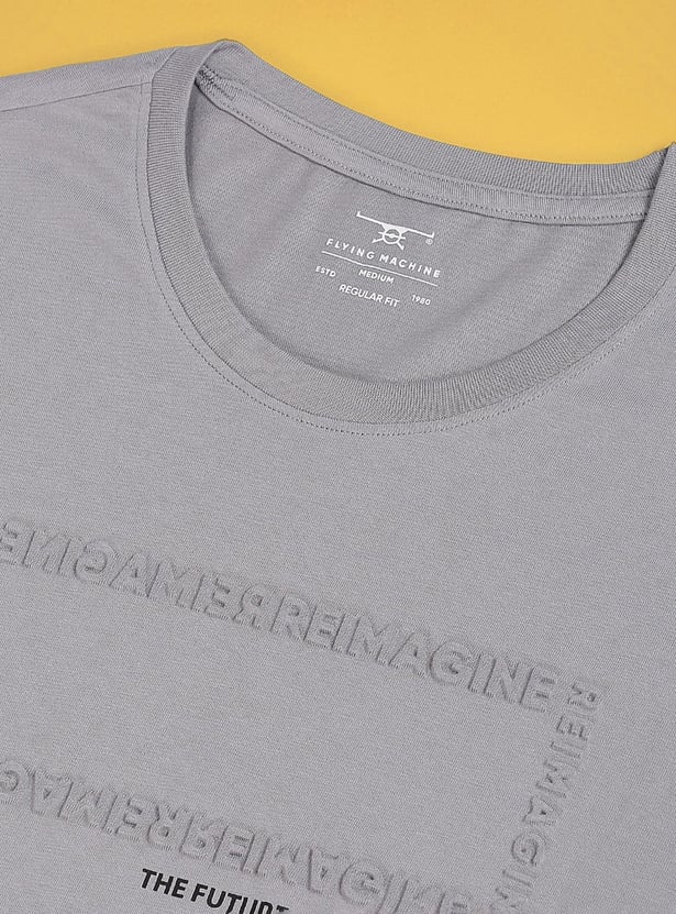 FLYING MACHINE Men Embossed Regular Fit T-Shirt