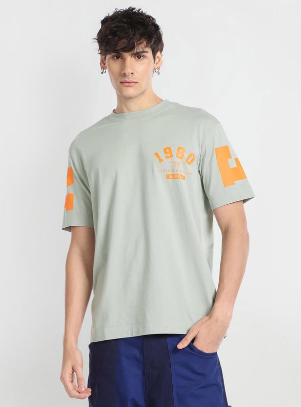 FLYING MACHINE Men Printed Oversized Fit Crew Neck T-shirt