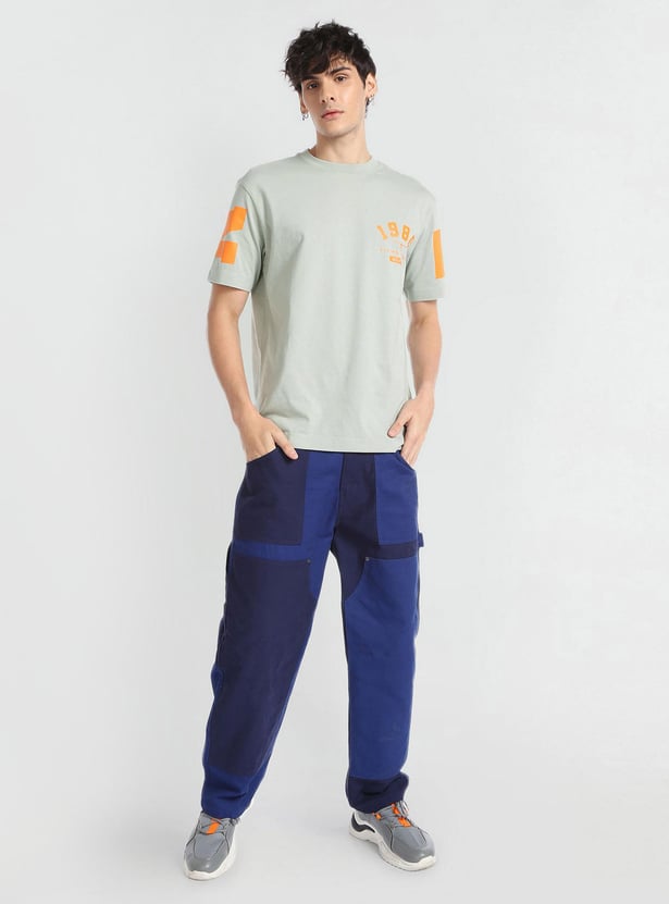 FLYING MACHINE Men Printed Oversized Fit Crew Neck T-shirt