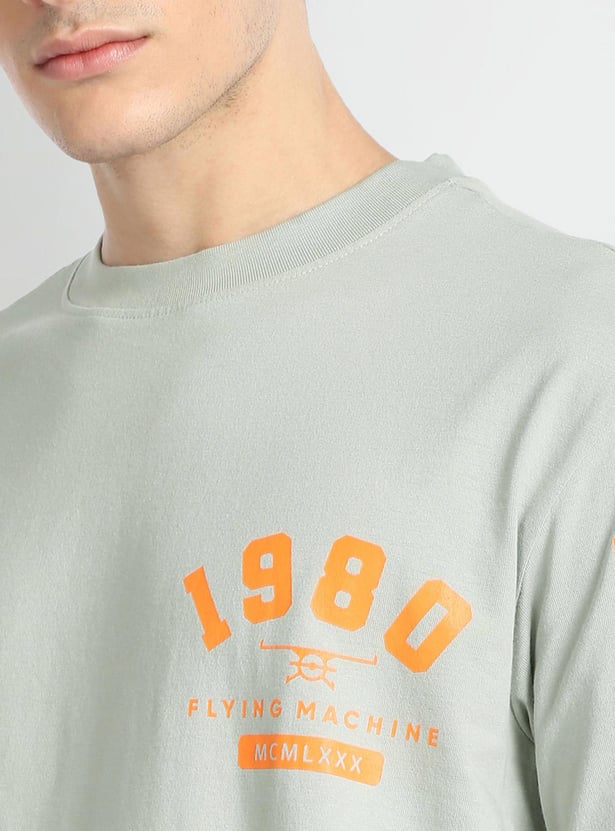 FLYING MACHINE Men Printed Oversized Fit Crew Neck T-shirt