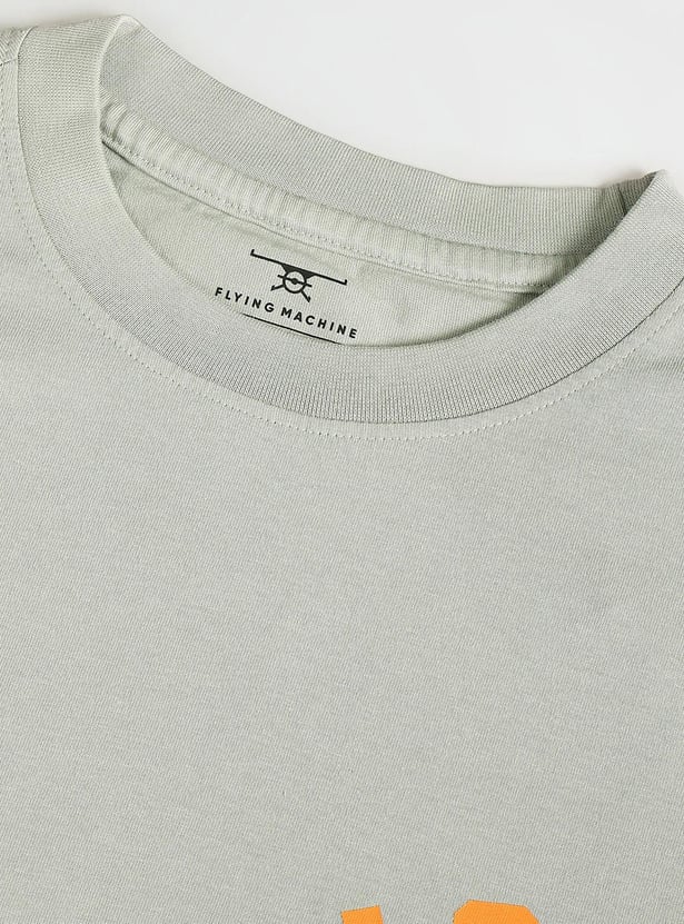 FLYING MACHINE Men Printed Oversized Fit Crew Neck T-shirt