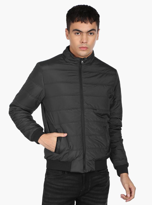 FLYING MACHINE Men Solid High-Neck Puffer Jacket