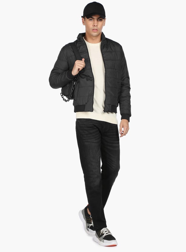 FLYING MACHINE Men Solid High-Neck Puffer Jacket
