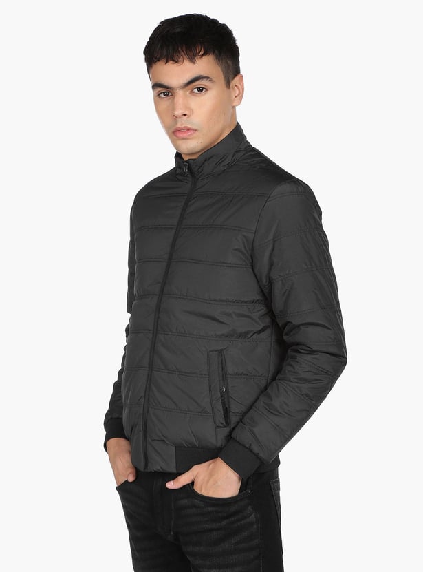 FLYING MACHINE Men Solid High-Neck Puffer Jacket