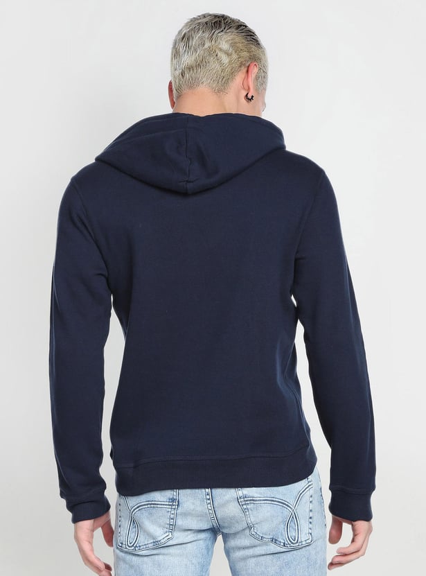 FLYING MACHINE Men Typographic Print Hooded Sweatshirt