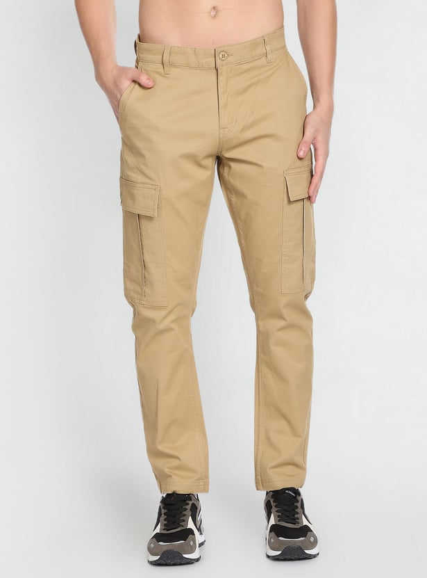 FLYING MACHINE Men Solid Mid-Rise Casual Trousers