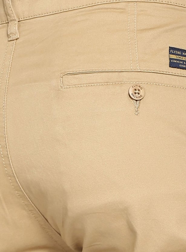 FLYING MACHINE Men Solid Mid-Rise Casual Trousers