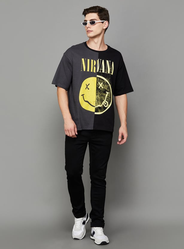 Buy FREE AUTHORITY Men Nirvana Printed Oversized Fit T-shirt from