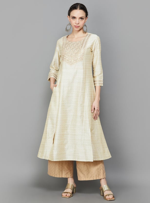 SPAN Women Embroidered A-Line Kurta