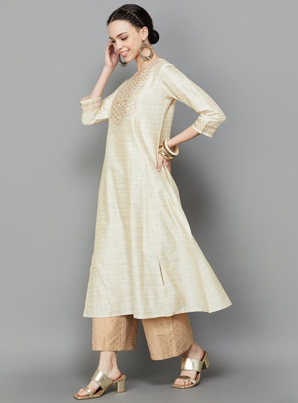 SPAN Women Embroidered A-Line Kurta