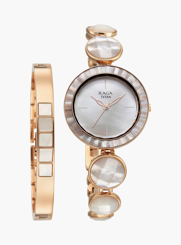 Buy TITAN Raga Power Pearls Women Analog Watch and Bracelet Set 95250WM01F from Titan at just INR 17495.0