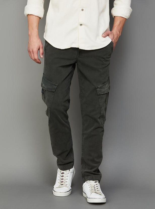 Buy Voi Jeans Men Solid Regular Fit Cargos From Voi Jeans At Just Inr