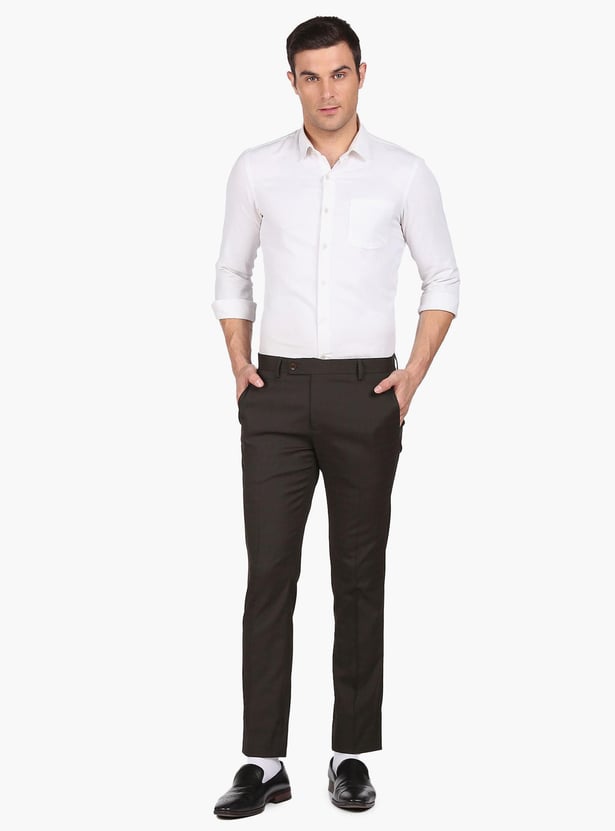 ARROW Men Solid Hudson Formal Trousers (Regular)
