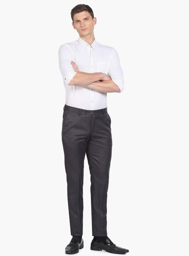 ARROW Men Checked Regular Fit Formal Trousers