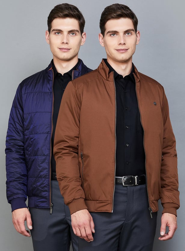 Buy LOUIS PHILIPPE Men Regular Fit Reversible Jacket from Louis Philippe at just INR 5999.0