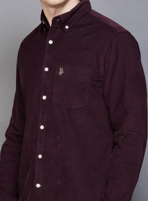 Buy US POLO ASSN Men Corduroy Regular Fit Casual Shirt from US