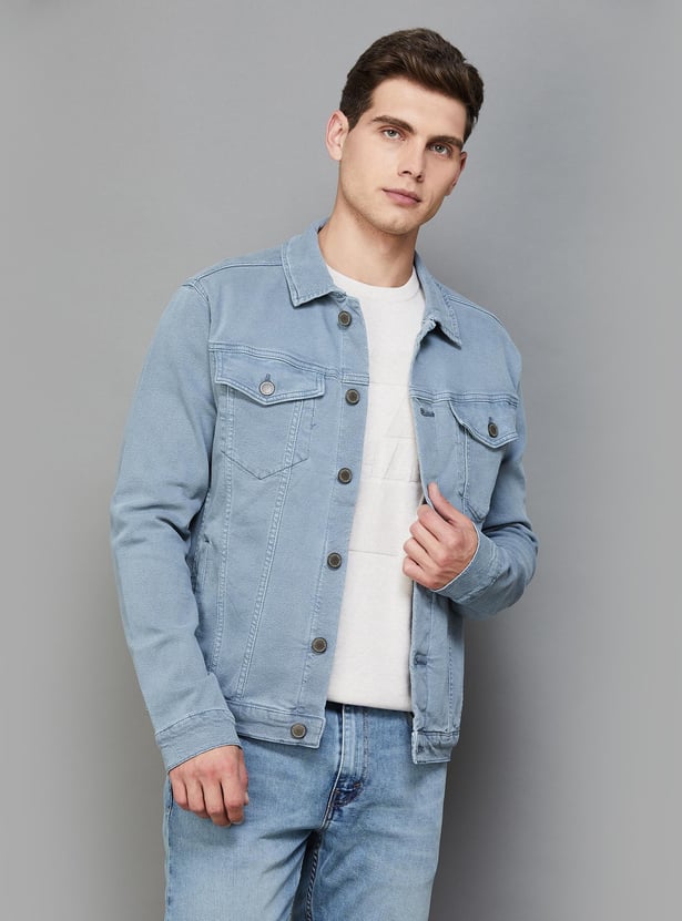 Buy JACK JONES Men Solid Denim Jacket from JACK JONES at just INR 5999.0