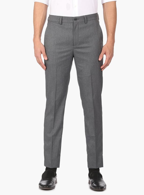 ARROW Men Textured Regular Fit Formal Trousers