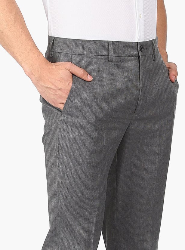 ARROW Men Textured Regular Fit Formal Trousers