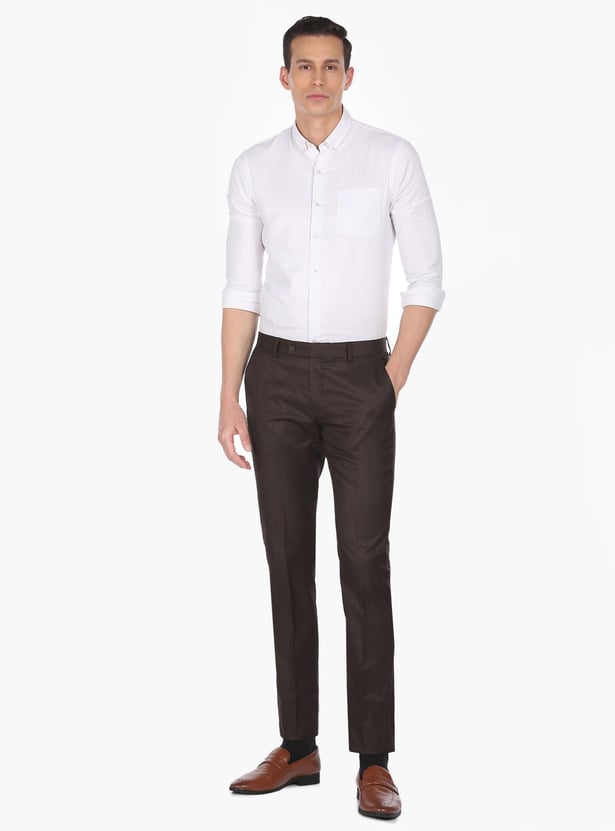 ARROW Men Solid Hudson Formal Trousers (Regular)