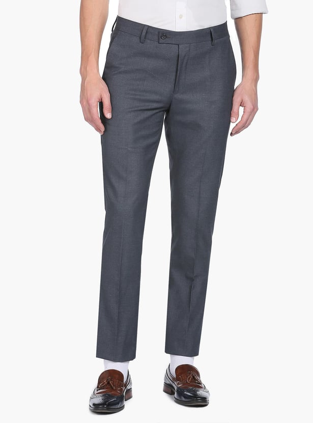 ARROW Men Mid Rise Heathered Regular Fit Formal Trousers