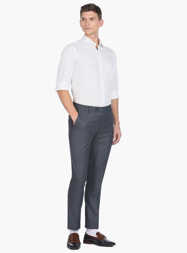 ARROW Men Mid Rise Heathered Regular Fit Formal Trousers