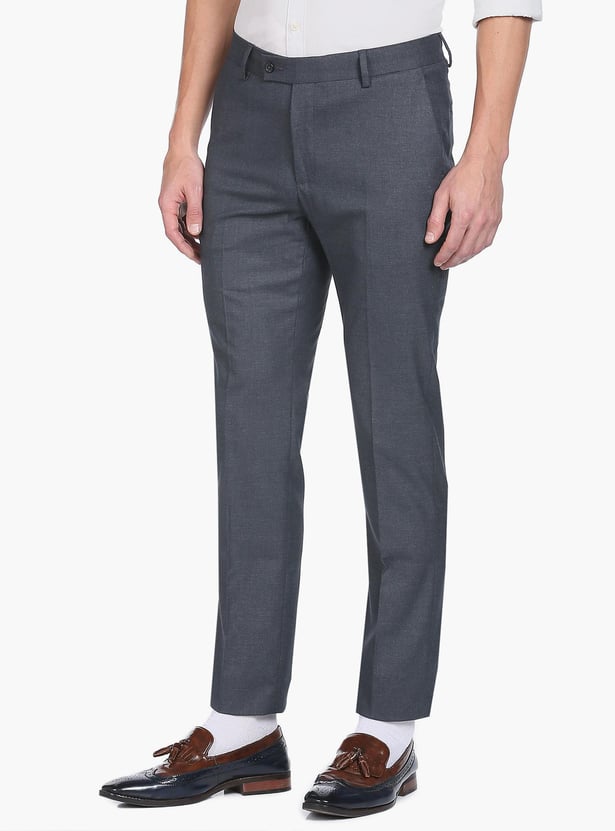 ARROW Men Mid Rise Heathered Regular Fit Formal Trousers