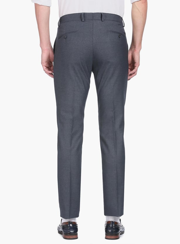 ARROW Men Mid Rise Heathered Regular Fit Formal Trousers