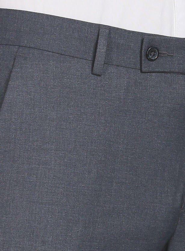 ARROW Men Mid Rise Heathered Regular Fit Formal Trousers