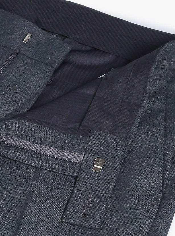 ARROW Men Mid Rise Heathered Regular Fit Formal Trousers
