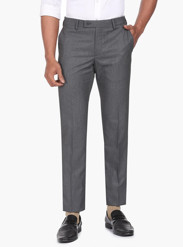 ARROW Men Heathered Hudson Formal Trousers (Regular)