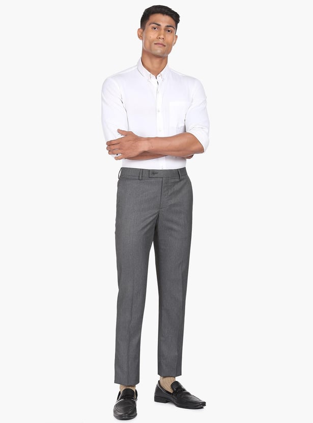 ARROW Men Heathered Hudson Formal Trousers (Regular)