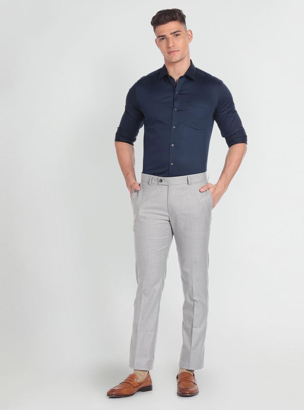 ARROW Men Heathered Regular Fit Formal Trousers