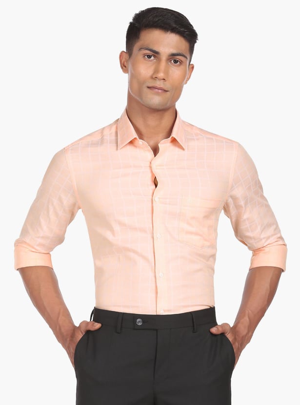 ARROW Men Windowpane Check Manhattan Formal Shirt (Slim Fit)