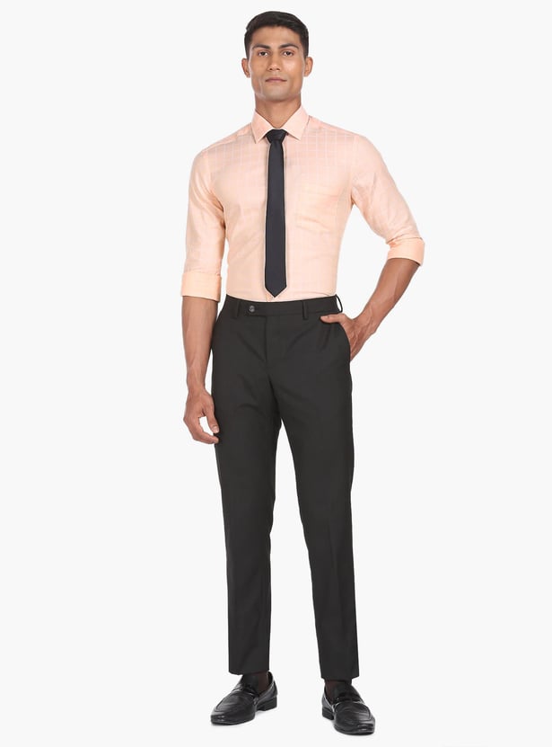 ARROW Men Windowpane Check Manhattan Formal Shirt (Slim Fit)