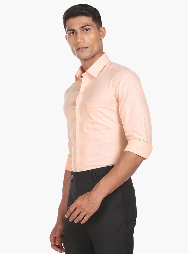 ARROW Men Windowpane Check Manhattan Formal Shirt (Slim Fit)